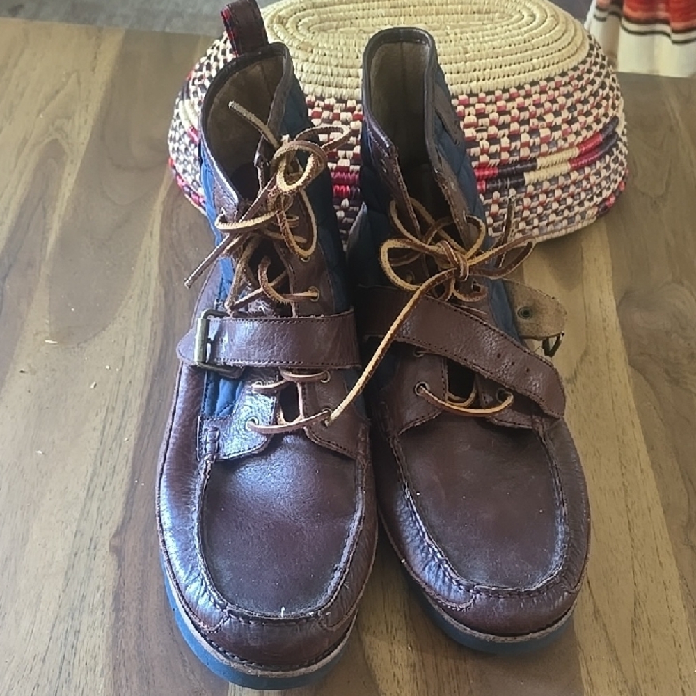 Polo Brown Leather Lace-Up Casual Boots